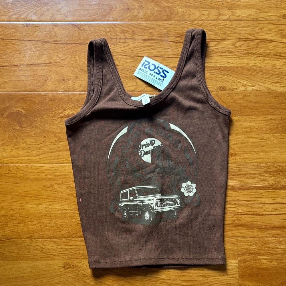 NWT -brown obsessive love - off-road tank top size small